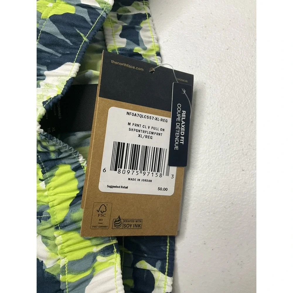 The North Face Shorts Men Sz XL Printed Class V Sharp Green Tropical Camo NWT